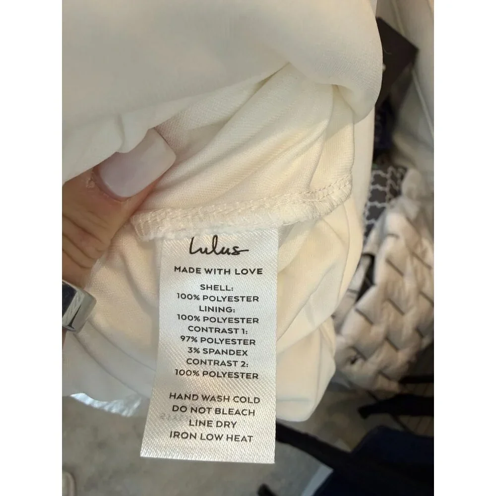 Lulu's Extravagant Poise White Textured Jacquard Bubble-Hem Mini Dress - Size XL - Picture 6 of 7